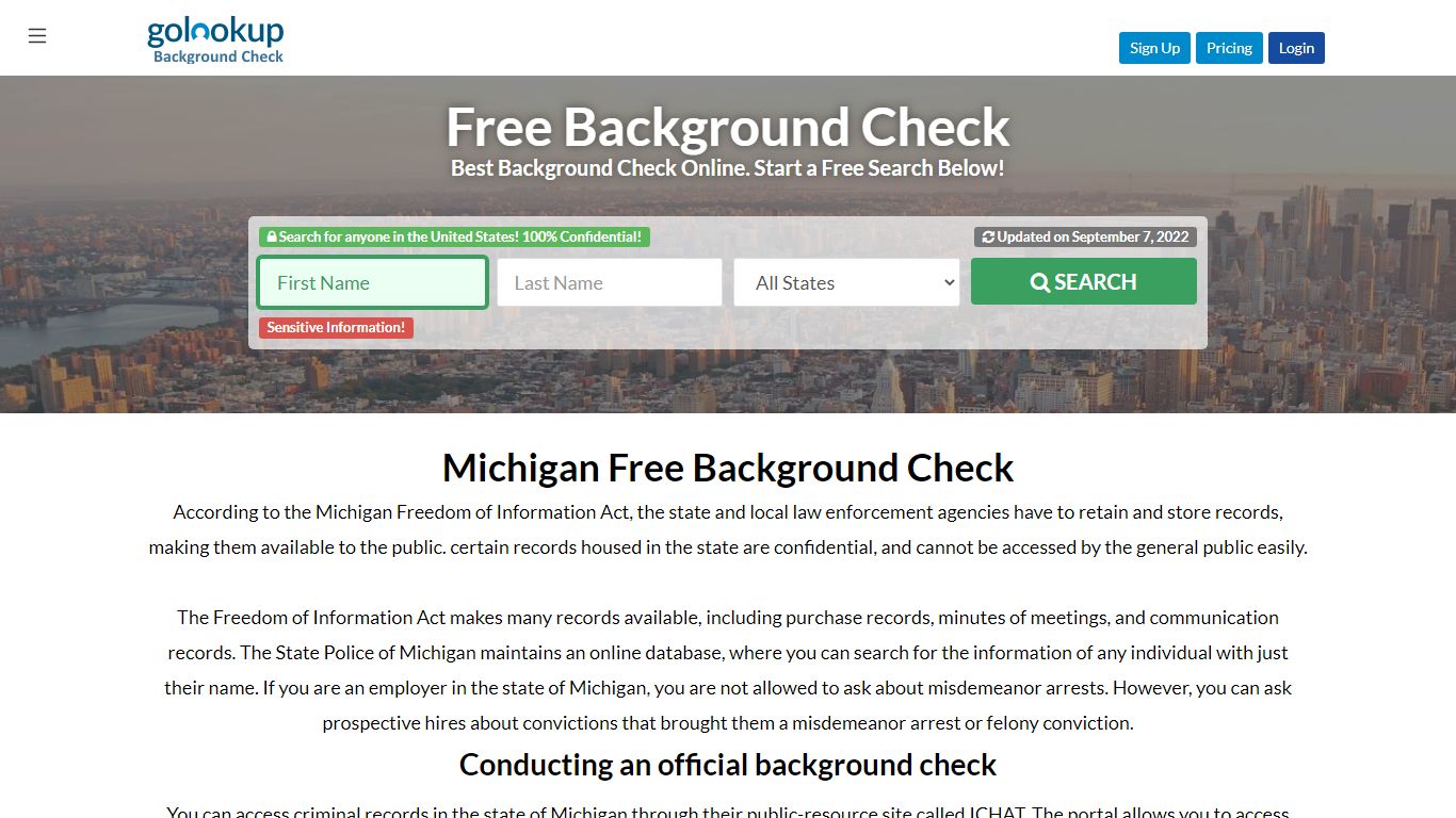 Michigan Free Background Check, Free Background Check Michigan - GoLookUp