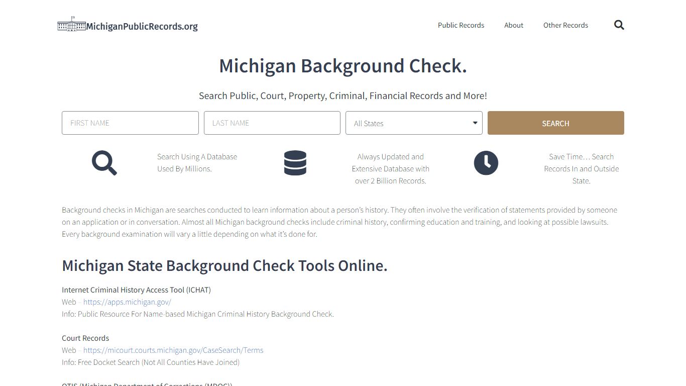 Michigan Background Check: MichiganPublicRecords.org