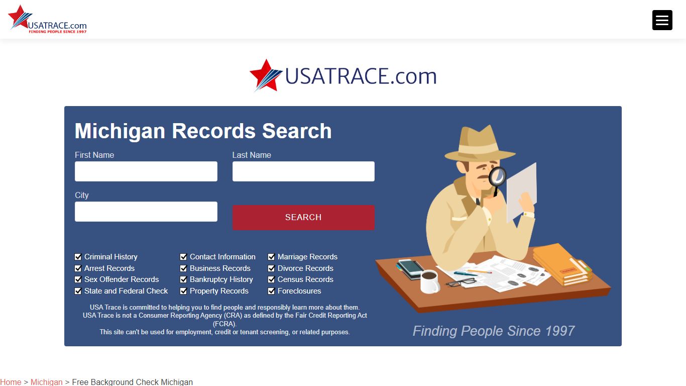 Free Background Check Michigan - USATrace.com